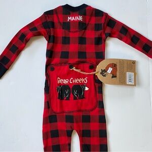 Lazy One Flap Jacks Size 2T  1 Piece New NWT Long Johns Bear Cheeks PJ's Checks